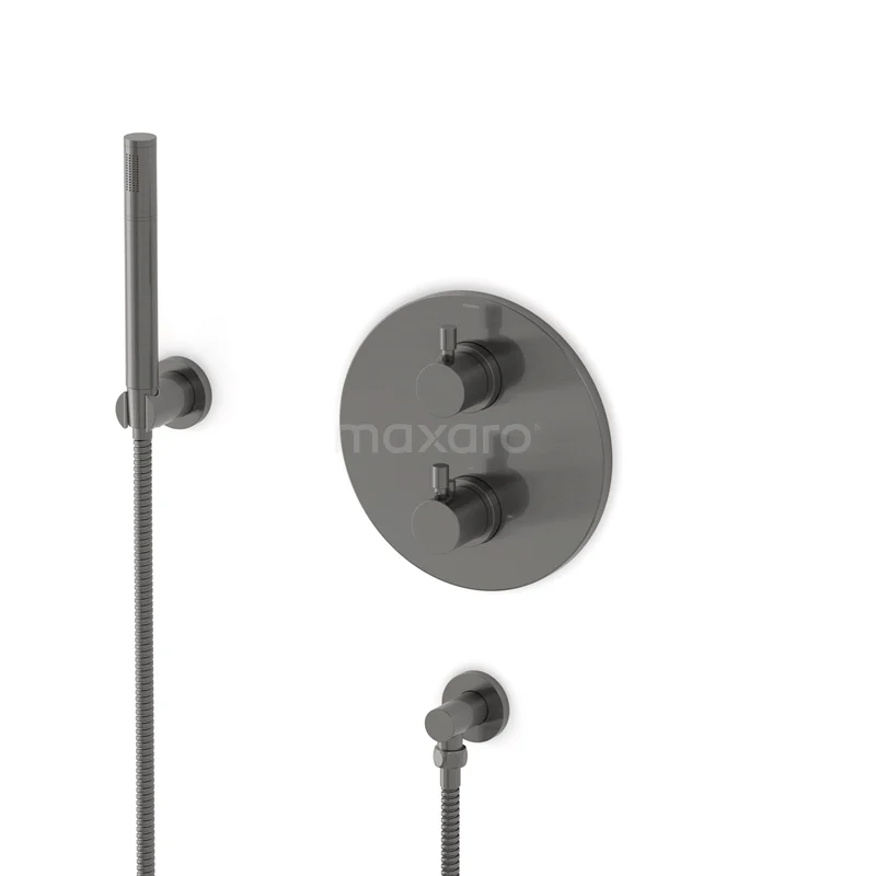 Radius Unterputz-Brausegarnitur | Schwarzes Metall Thermostatarmatur mit Handbrause 1 Position AIM55-00011 Radius Unterputz-Brausegarnitur | Schwarzes Metall Thermostatarmatur mit Handbrause 1 Position AIM55-00011