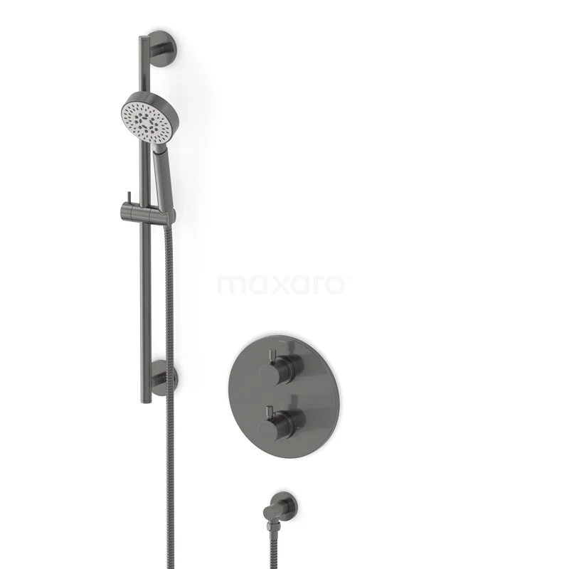 Radius Unterputz-Brausegarnitur | Schwarzes Metall Thermostatarmatur mit Handbrause 5 Positionen AIM55-00017 Radius Unterputz-Brausegarnitur | Schwarzes Metall Thermostatarmatur mit Handbrause 5 Positionen AIM55-00017