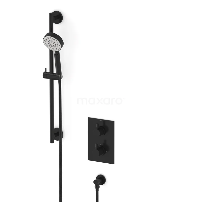 Radius Unterputz-Brausegarnitur | Schwarz Thermostatarmatur mit Handbrause 5 Positionen AIZ55-00007 Radius Unterputz-Brausegarnitur | Schwarz Thermostatarmatur mit Handbrause 5 Positionen AIZ55-00007