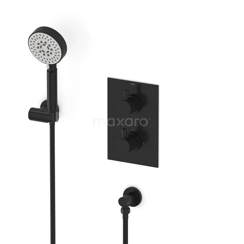 Radius Unterputz-Brausegarnitur | Schwarz Thermostatarmatur mit Handbrause 5 Positionen AIZ55-00008 Radius Unterputz-Brausegarnitur | Schwarz Thermostatarmatur mit Handbrause 5 Positionen AIZ55-00008