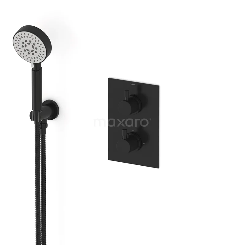 Radius Unterputz-Brausegarnitur | Schwarz Thermostatarmatur mit Handbrause 5 Positionen AIZ55-00009 Radius Unterputz-Brausegarnitur | Schwarz Thermostatarmatur mit Handbrause 5 Positionen AIZ55-00009