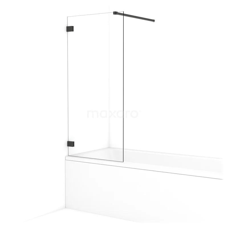 Diamond Bath screen | 70 cm Black chrome Clear glass BDA07120BC