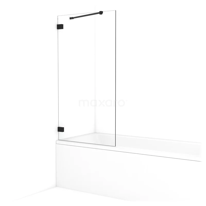 Diamond Bath screen | 80 cm Matte black Clear glass BDA08220MB