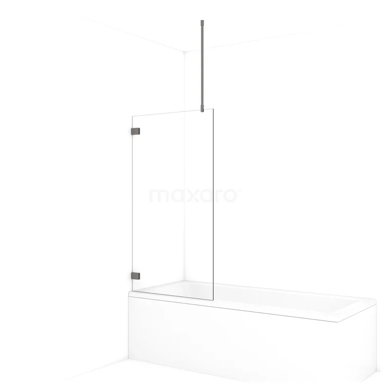 Diamond Bath screen | 75 cm Black metal Clear glass BDA075720ZM