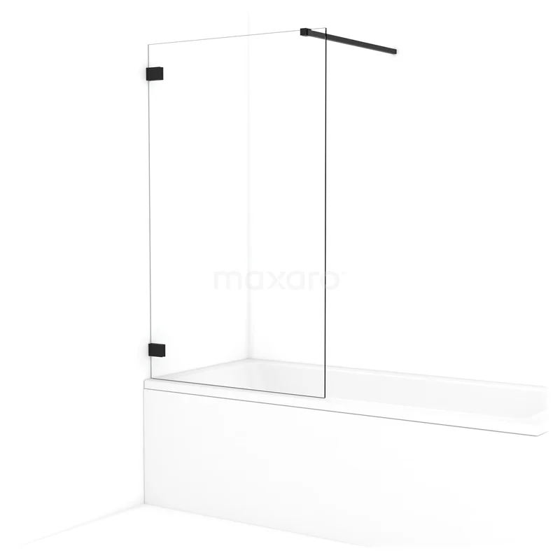 Diamond Bath Screen | 90 cm Matte black Clear glass BDA09120MB