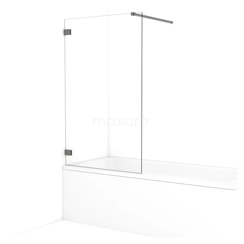 Diamond Bath screen | 90 cm Black metal Clear glass BDA09120ZM
