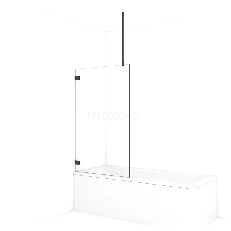 Diamond Bath screen | 85 cm Black chrome Clear glass BDA085720BC