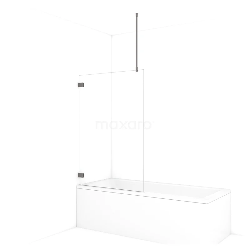 Diamond Bath screen | 100 cm Black metal Clear glass BDA10720ZM