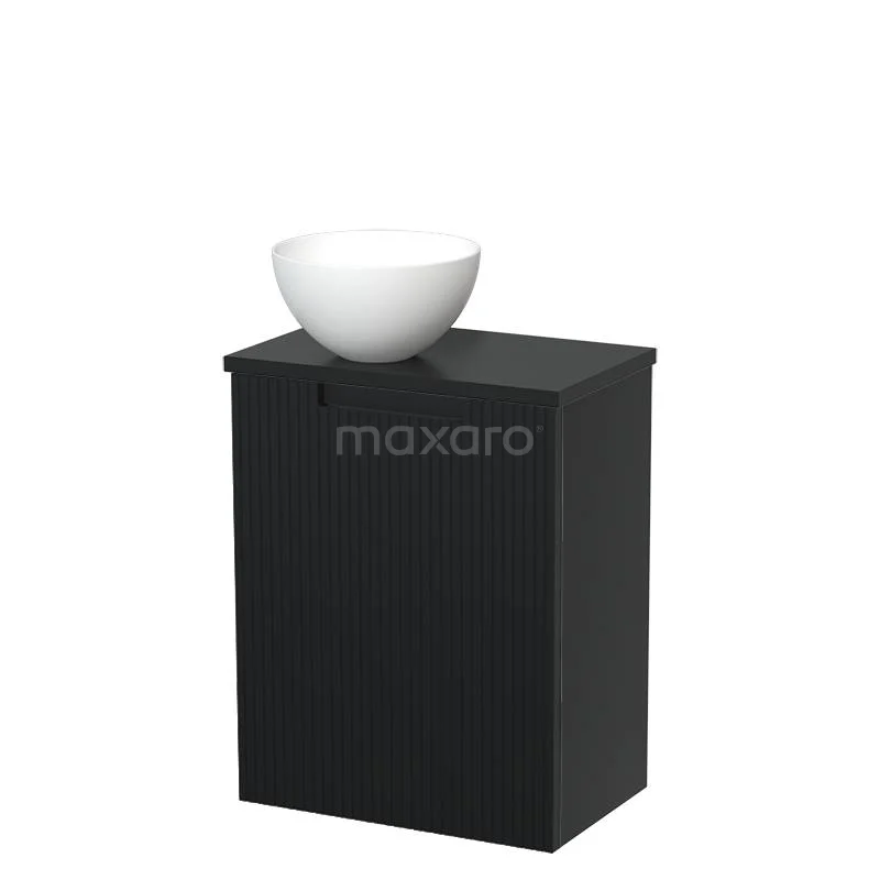 Toilet unit with countertop wash basin | 41 cm Matte black Line front Matte white Solidtop wash basin Matte black worktop TMK10-15282
