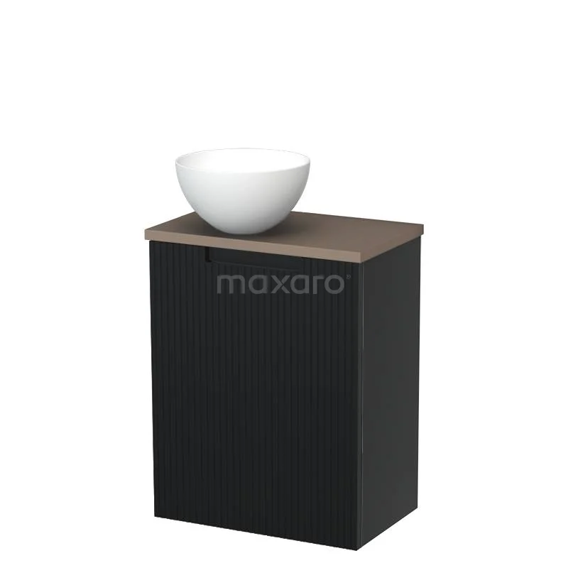 Toilet unit with countertop wash basin | 41 cm Matte black Line front Matte white Solid surface wash basin Taupe worktop TMK10-15295