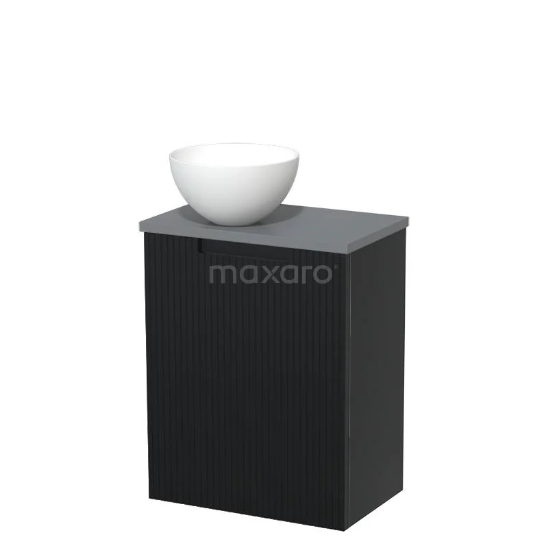 Toilet unit with countertop wash basin | 41 cm Matte black Line front Matte white Solidtop wash basin Mid grey worktop TMK10-15308