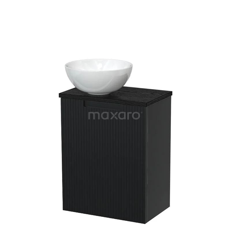 WC-Möbel mit Aufsatzwaschbecken | 41 cm Matt Schwarz Front Line Glänzend Weiß Keramik Aufsatzwaschbecken Schwarze Eiche Platte TMK10-15380 WC-Möbel mit Aufsatzwaschbecken | 41 cm Matt Schwarz Front Line Glänzend Weiß Keramik Aufsatzwaschbecken Schwarze Eiche Platte TMK10-15380