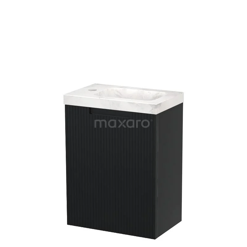 Modulo Pico Toilet unit with basin | 40 cm Matte black Fronts line Natural stone TMW10-00720