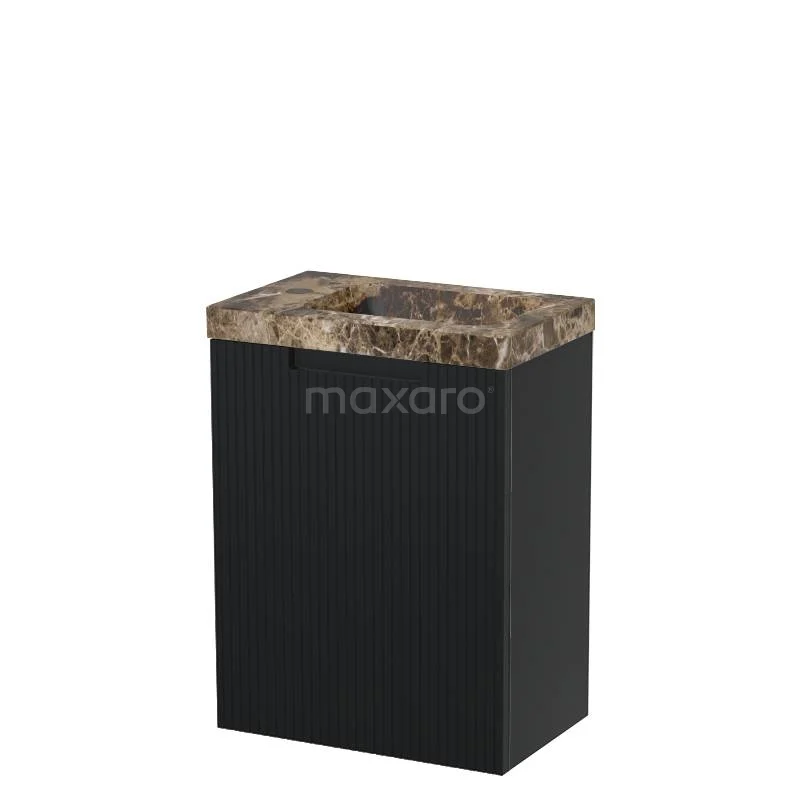 Modulo Pico Toilet unit with basin | 40 cm Matte black Fronts line Natural stone TMW10-00722