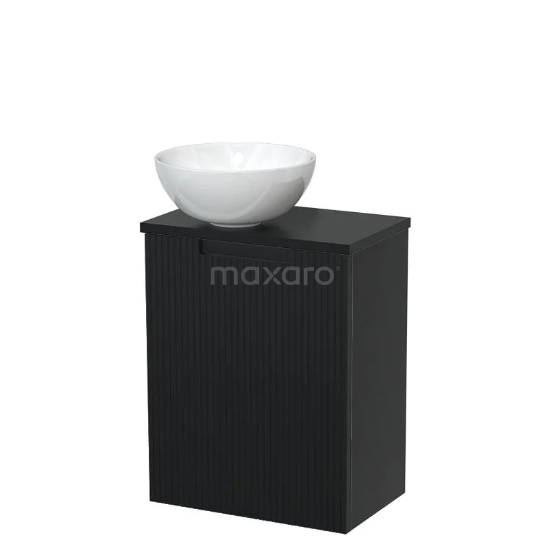 Toilet unit with countertop wash basin | 41 cm Matte black Front line Glossy white Ceramic countertop wash basin Matte black worktop TMK10-15276