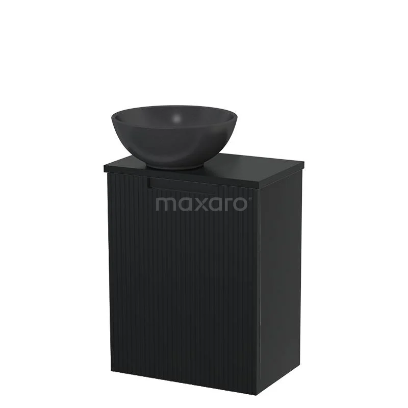 Toilet unit with countertop wash basin | 41 cm Matte black Line front Matte black Quartz countertop wash basin Matte black worktop TMK10-15059