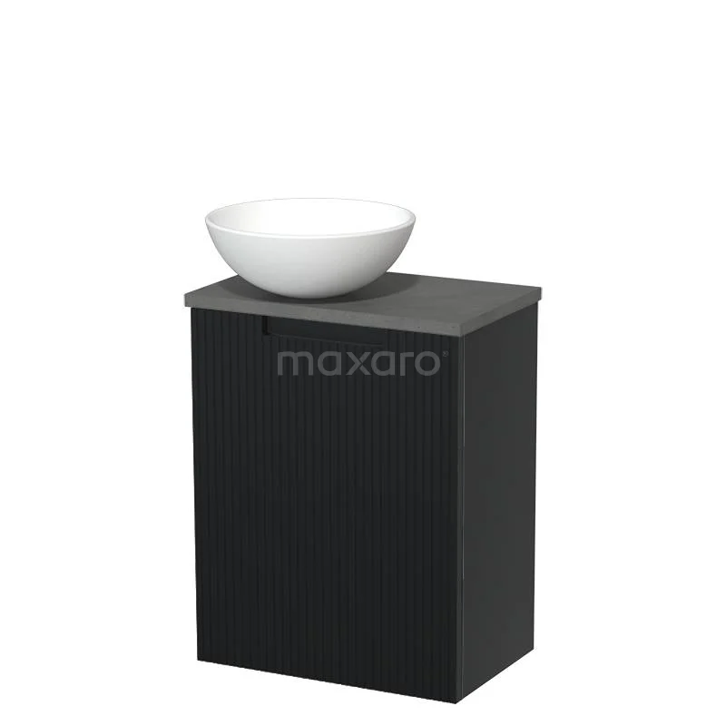 Toilet unit with countertop wash basin | 41 cm Matte black Line front Matte white Ceramic wash basin Dark grey concrete worktop TMK10-15494