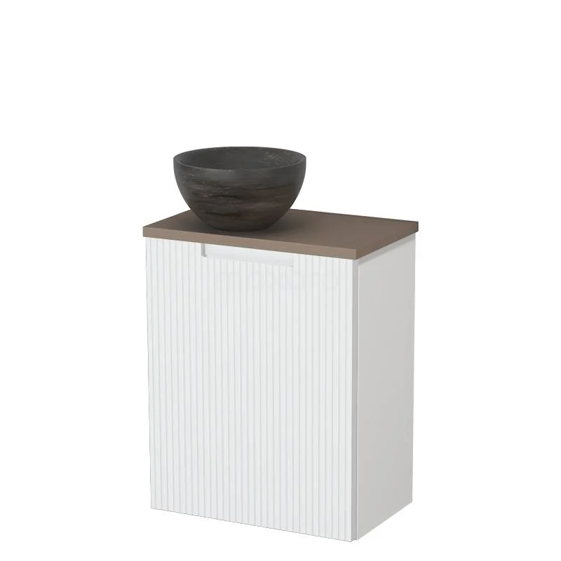 Toilet unit with wash basin | 41 cm Matte white Line front Blue stone Natural stone countertop wash basin Taupe worktop TMK10-15515