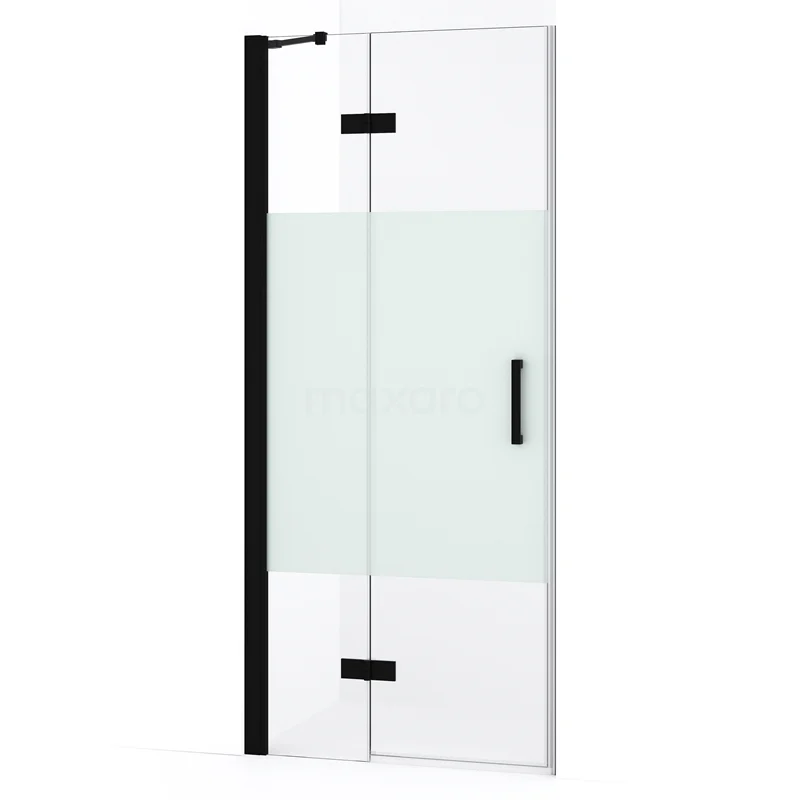 Diamond Shower door | 80 cm Matte black Clear with matt strip Pivot door DDB21351233MB