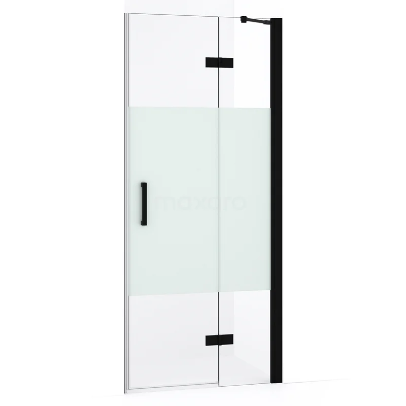 Diamond Shower door | 80 cm Matte black Clear with matt strip Pivot door DDB22351233MB