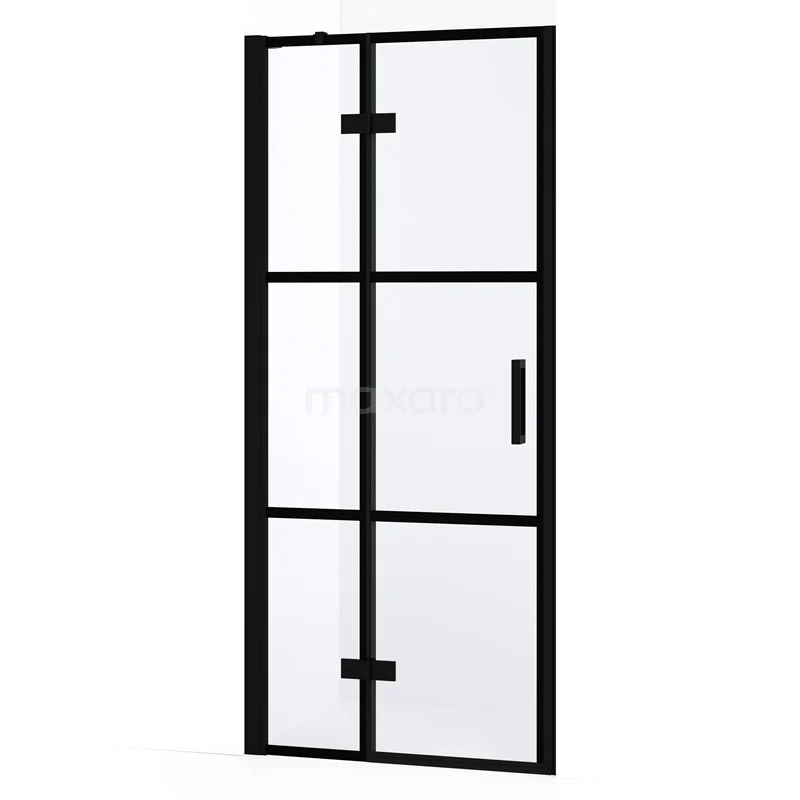Diamond Shower door | 80 cm Matte black Clear with 4 black stripes Pivot door DDB21351238MB