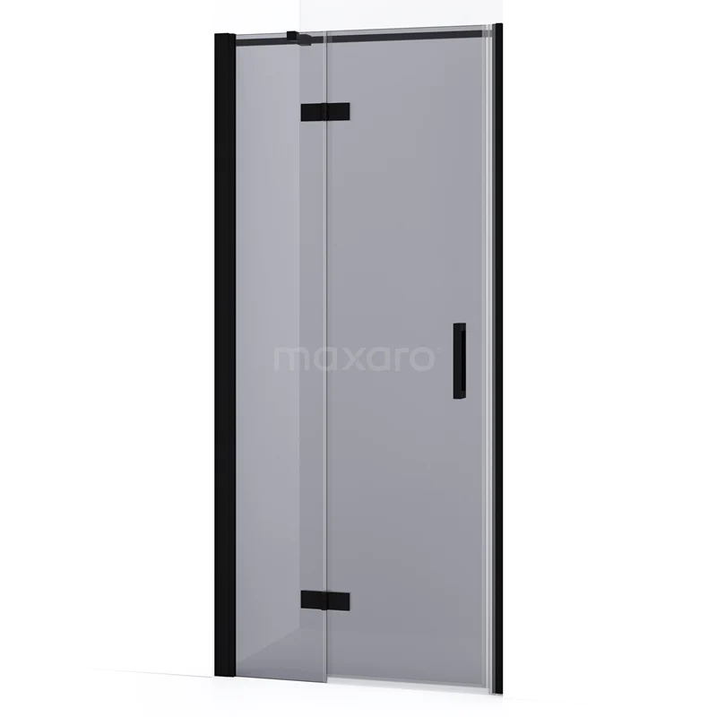 Diamond Shower door | 80 cm Matte black Smoke glass Pivot door DDB21352331MB