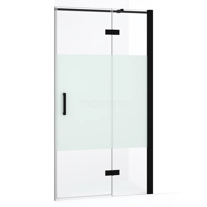Diamond Shower door | 90 cm Matte black Clear with matt strip Pivot door DDB22361333MB