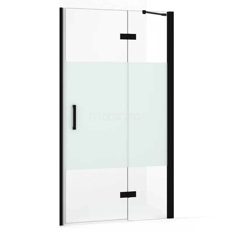 Diamond Shower door | 100 cm Matte black Clear with matt strip Pivot door DDB22462233MB