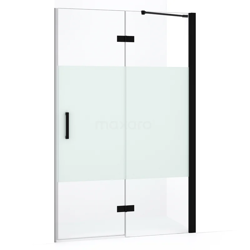 Diamond Shower door | 110 cm Matte black Clear with matt strip Pivot door DDB22651233MB