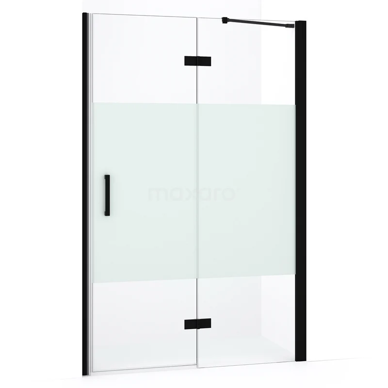 Diamond Shower door | 110 cm Matte black Clear with matt strip Pivot door DDB22652233MB