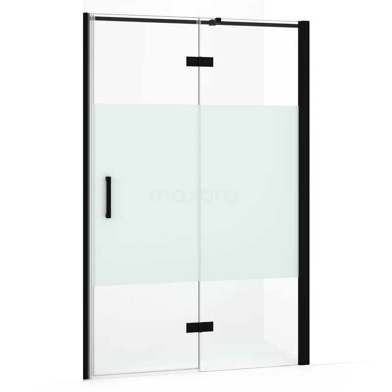 Diamond Shower door | 110 cm Matte black Clear with matt strip Pivot door DDB22652333MB