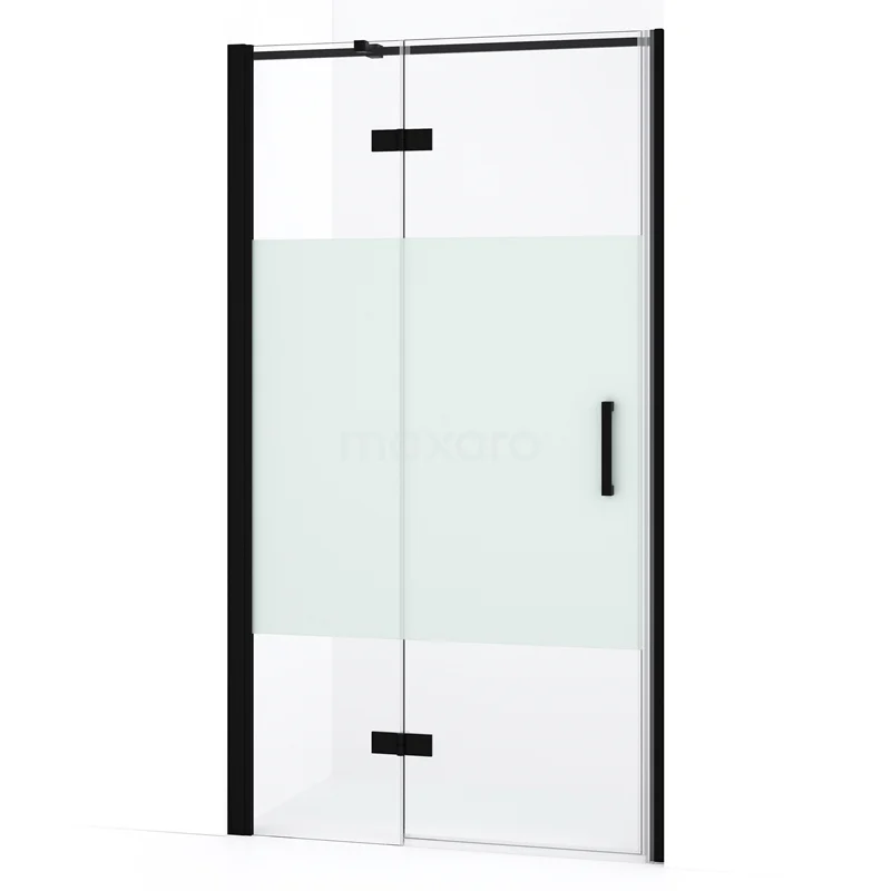 Diamond Shower door | 90 cm Matte black Clear with matt strip Pivot door DDB21362333MB