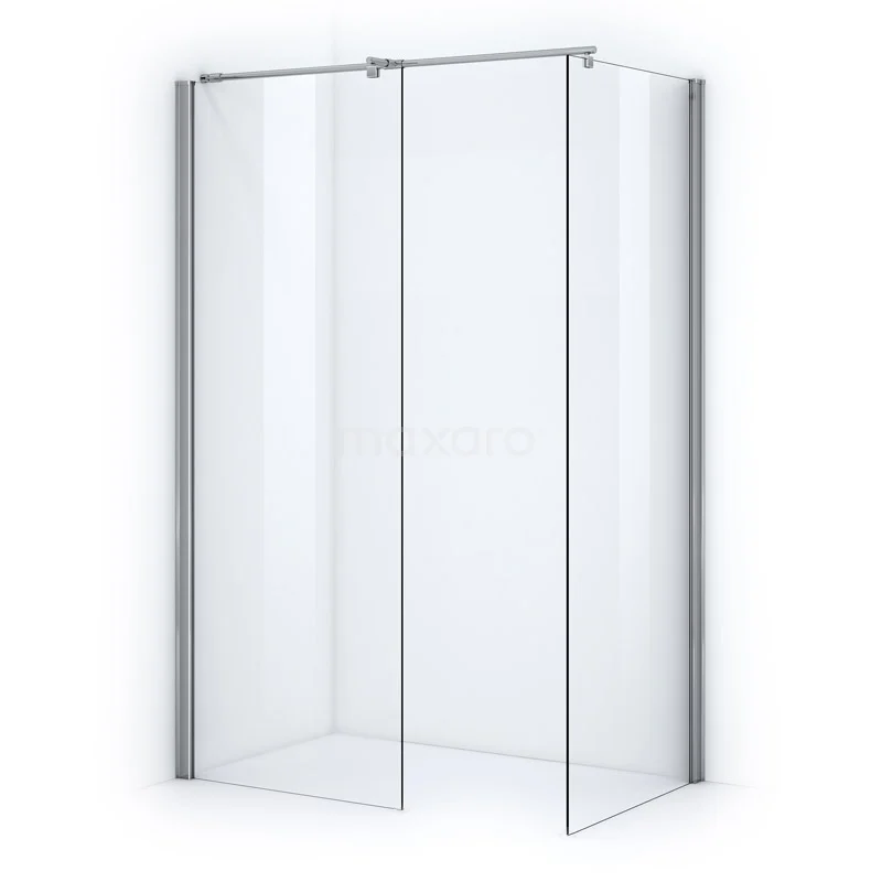 Zircon Comfort Walk-in shower | 80x80 cm Chrome Clear glass 2 fixed walls GW-0808013