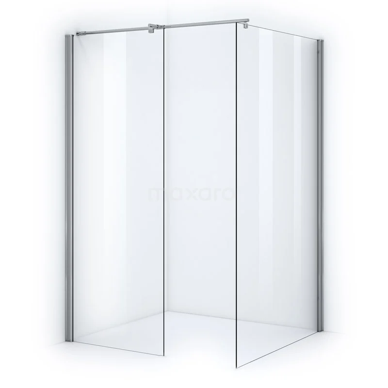 Begehbare Dusche Zircon Comfort 120x70cm aus klarem Sicherheitsglas Chrom GW-0712013 Glas Duschwand Eckaufstellung mit Klarglas und silberfarbenem Rahmen, ideal für eine moderne Badezimmeranordnung.