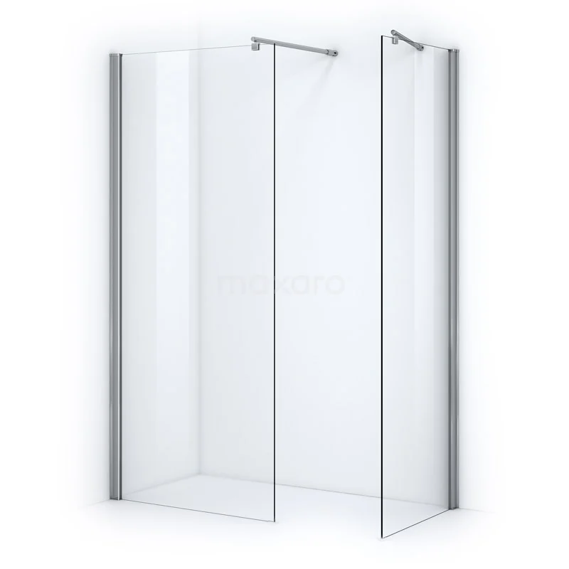 Zircon Comfort Walk-in shower | 80x80 cm Chrome Clear glass 2 fixed walls GW-0808014