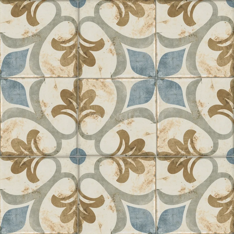 Bodenfliese/Wandfliese Vintage Klassisch Weiß 20x20cm Dekor Mehrfarbig Nicht Rektifiziert 502-060103 Bodenfliese/Wandfliese Vintage Klassisch Weiß 20x20cm Dekor Mehrfarbig Nicht Rektifiziert 502-060103