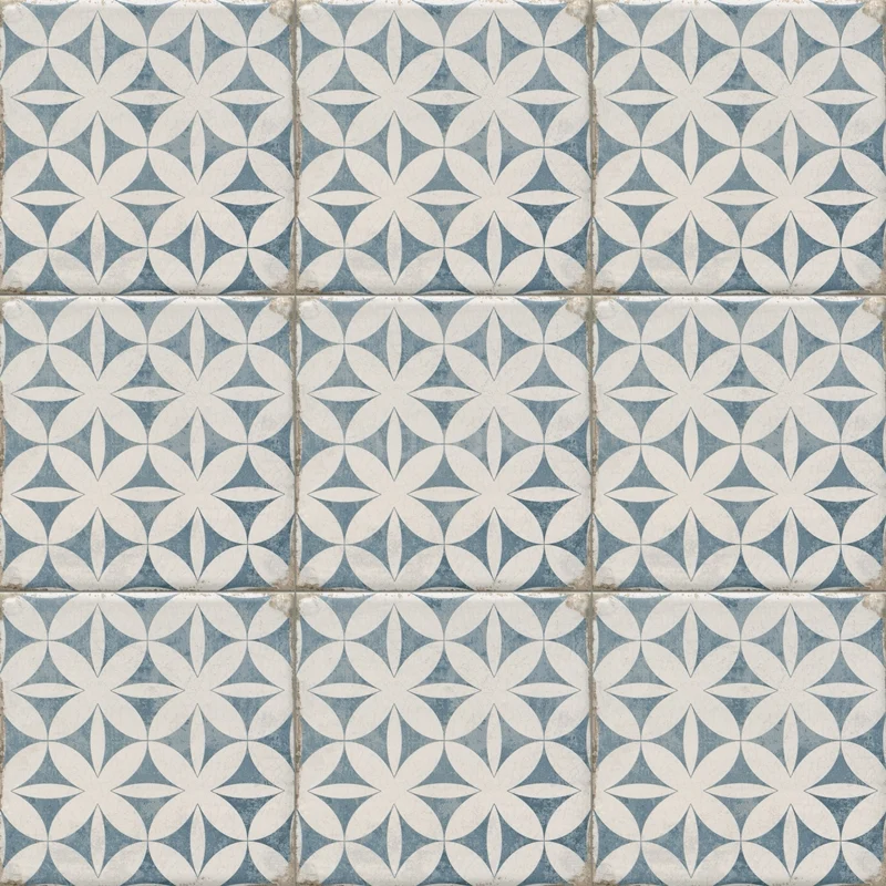 Vintage Circle Blue Vloer-/Wandtegel | 20x20 cm Meerkleurig Decor 502-060105