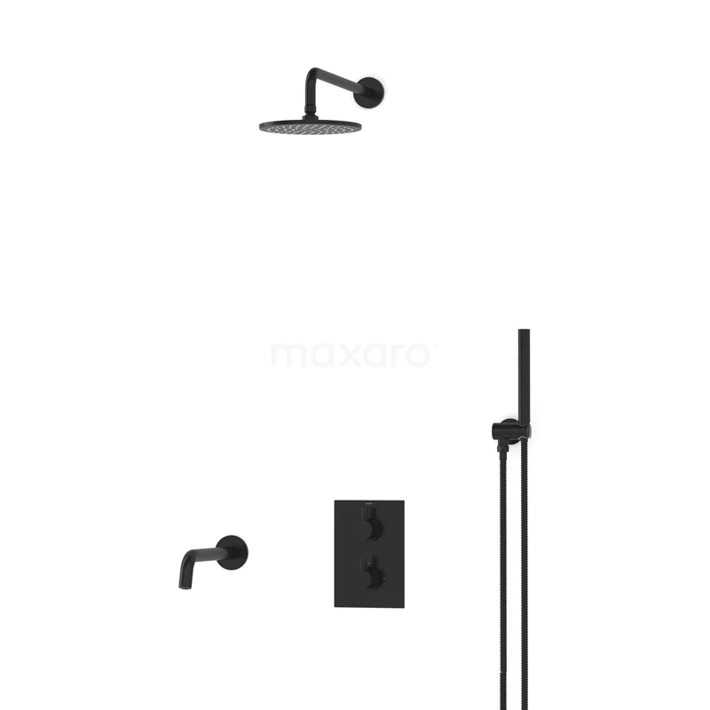Radius Built-in Bath tap with rain shower | Black Thermostatic DIZ55-00001