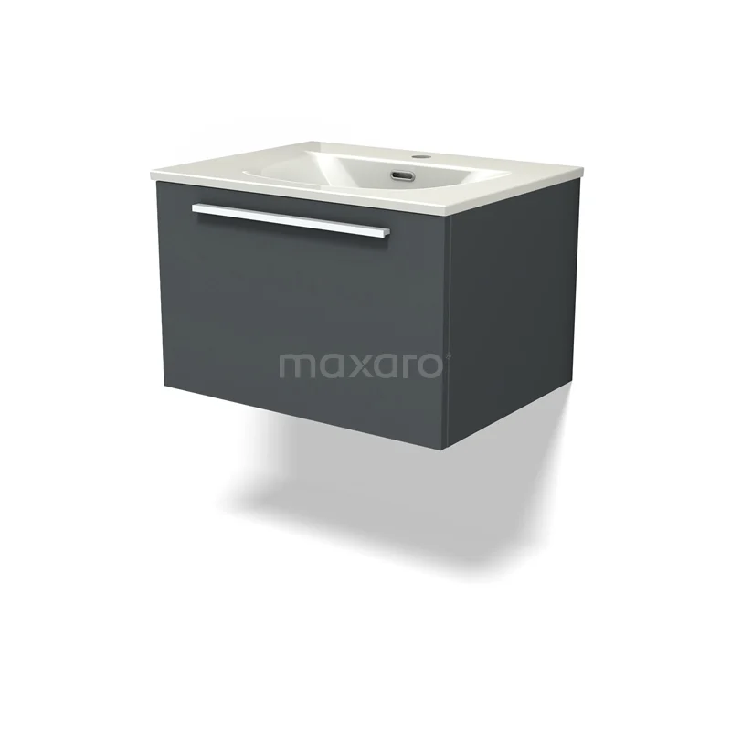 Modulo Vanity units with basin | 60 cm Dark grey Flat front Ceramic 1 drawer BMW11-04848