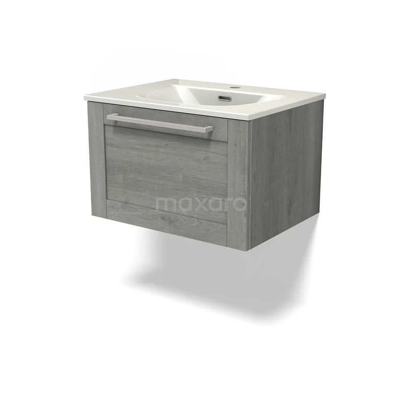 Modulo Vanity units with basin | 60 cm Grey oak Frame front Ceramic 1 drawer BMW11-04893