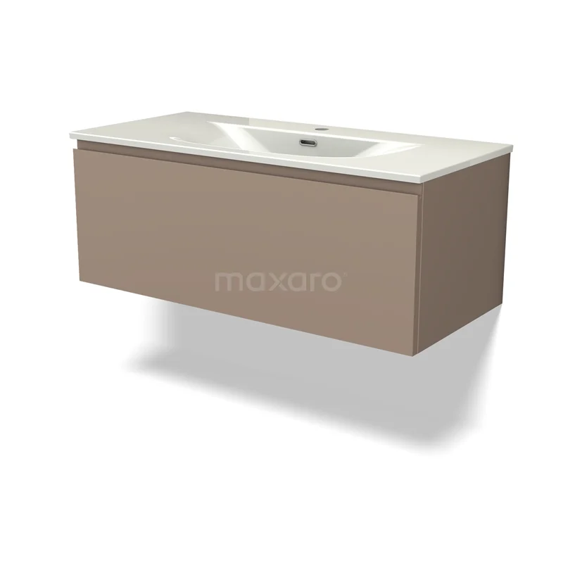 Modulo Vanity units with basin | 100 cm Taupe Handle-less front Ceramic 1 drawer BMW11-04925