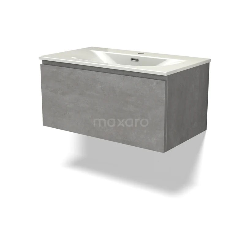 Modulo Vanity units with basin | 80 cm Light grey concrete Handle-less front Ceramic 1 drawer BMW11-04949
