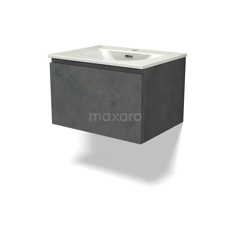 Modulo Vanity units with basin | 60 cm Dark grey concrete Handle-less front Ceramic 1 drawer BMW11-04952