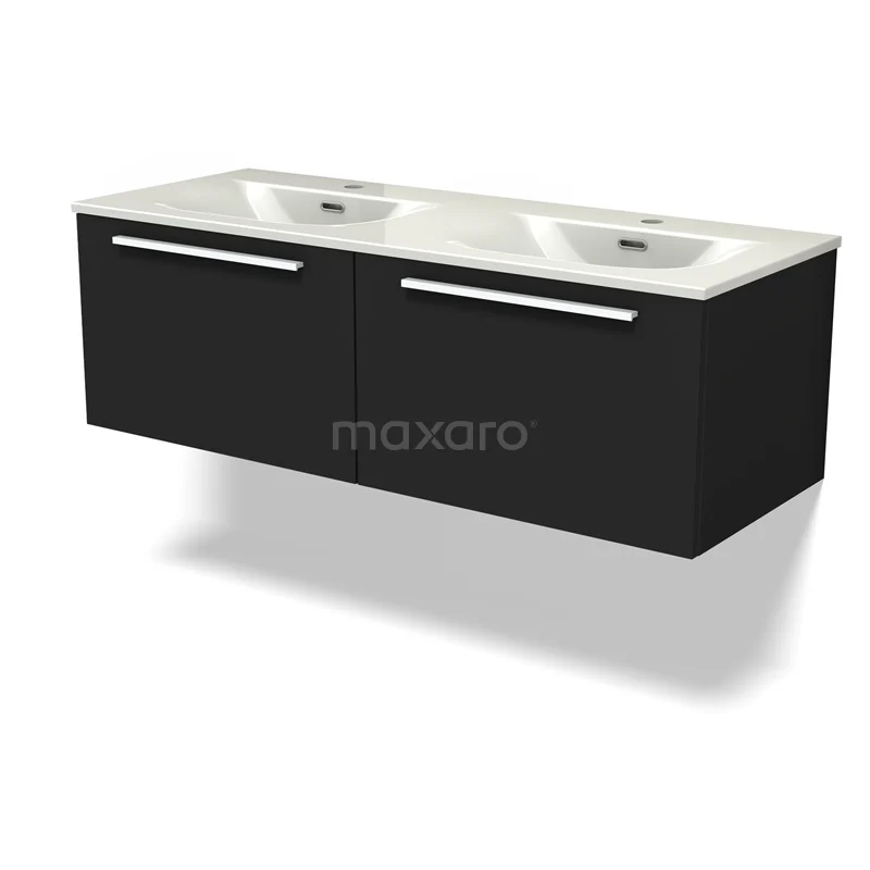 Modulo Vanity units with basin | 120 cm Matte black Flat front Ceramic 2 Side-by-side drawers BMW12-01171