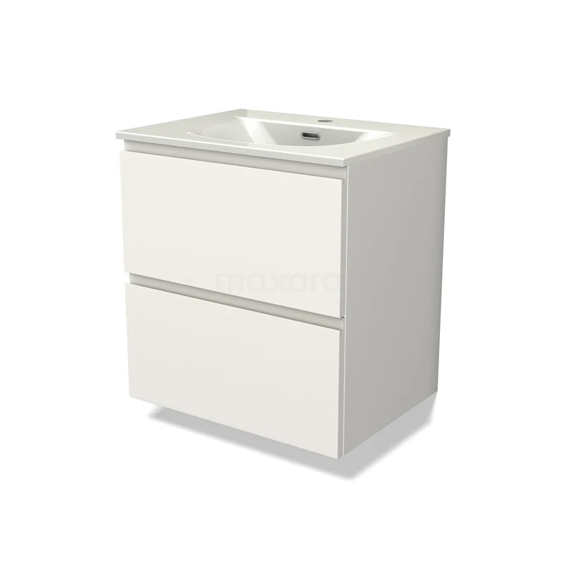 Modulo Vanity units with basin | 60 cm Matte white Handle-less front Ceramic 2 Stacked drawers BMW17-05393