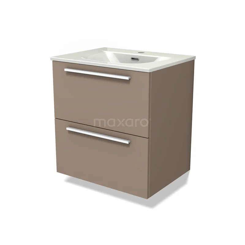 Modulo Vanity units with basin | 60 cm Taupe Flat front Ceramic 2 Stacked drawers BMW17-05447