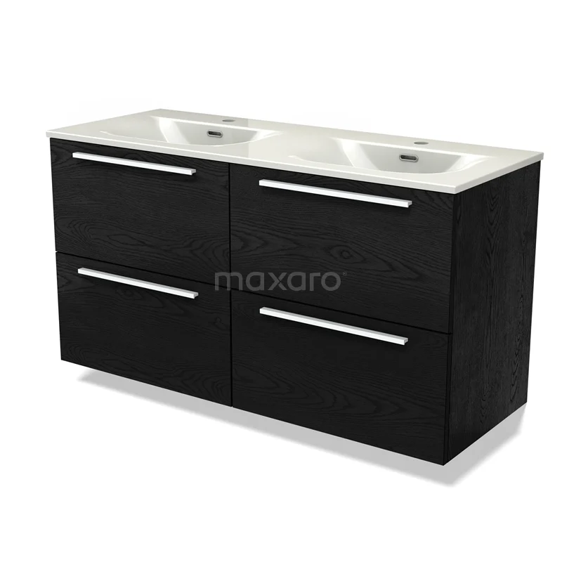 Modulo Vanity units with basin | 120 cm Black oak Flat front Ceramic 4 drawers BMW18-01310