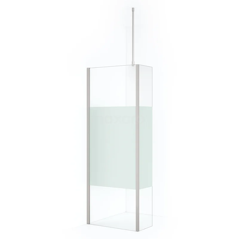 Diamond Walk-in shower | 80 cm Stainless steel Clear with matt strip Fixed wall with side panel IDC0803713BRN