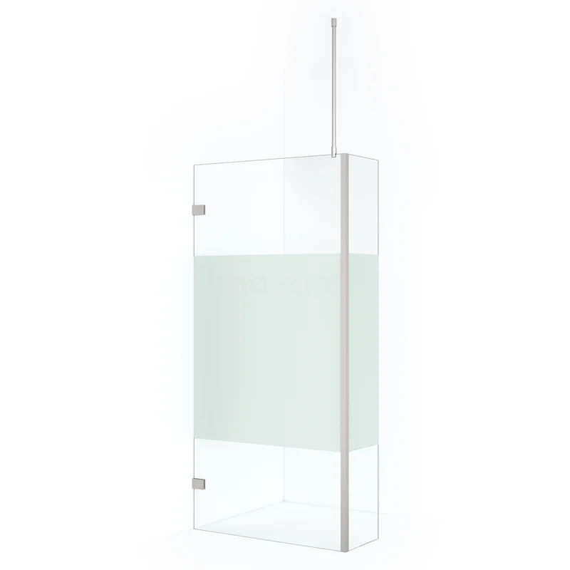 Diamond Walk-in shower | 100 cm Stainless steel Clear with matt strip Fixed wall with side panel IDC1003723BRN