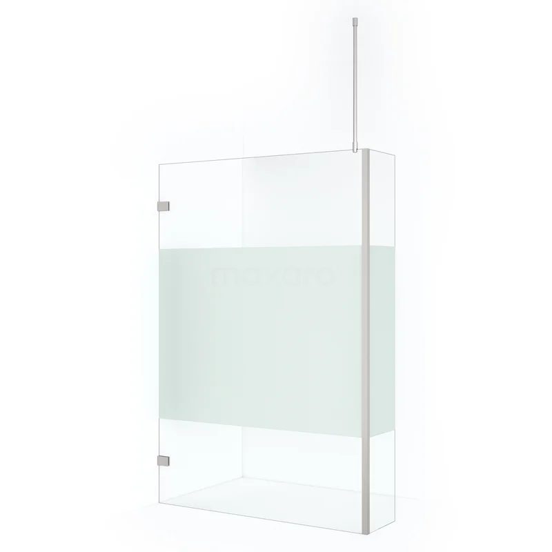 Diamond Walk-in shower | 120 cm Stainless steel Clear with matt strip Fixed wall with side panel IDC1203723BRN